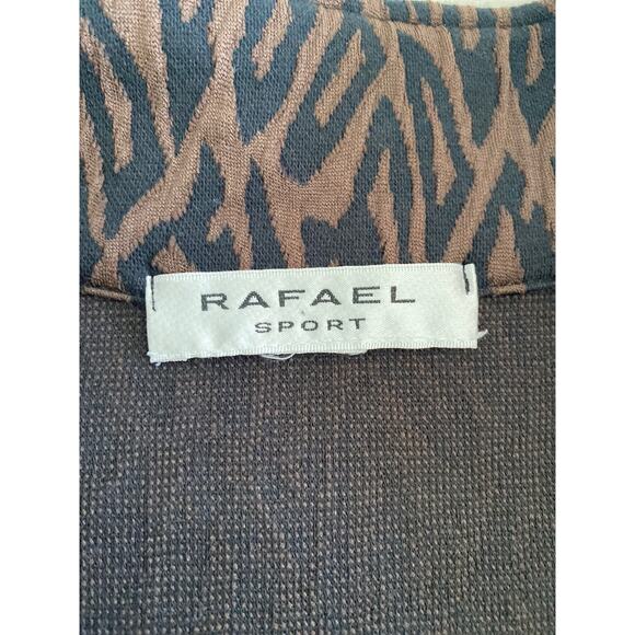 Rafael Sport Animal Print Brown Black Full Zip Stretch‎ Leisure Jacket Sz L - Picture 5 of 9
